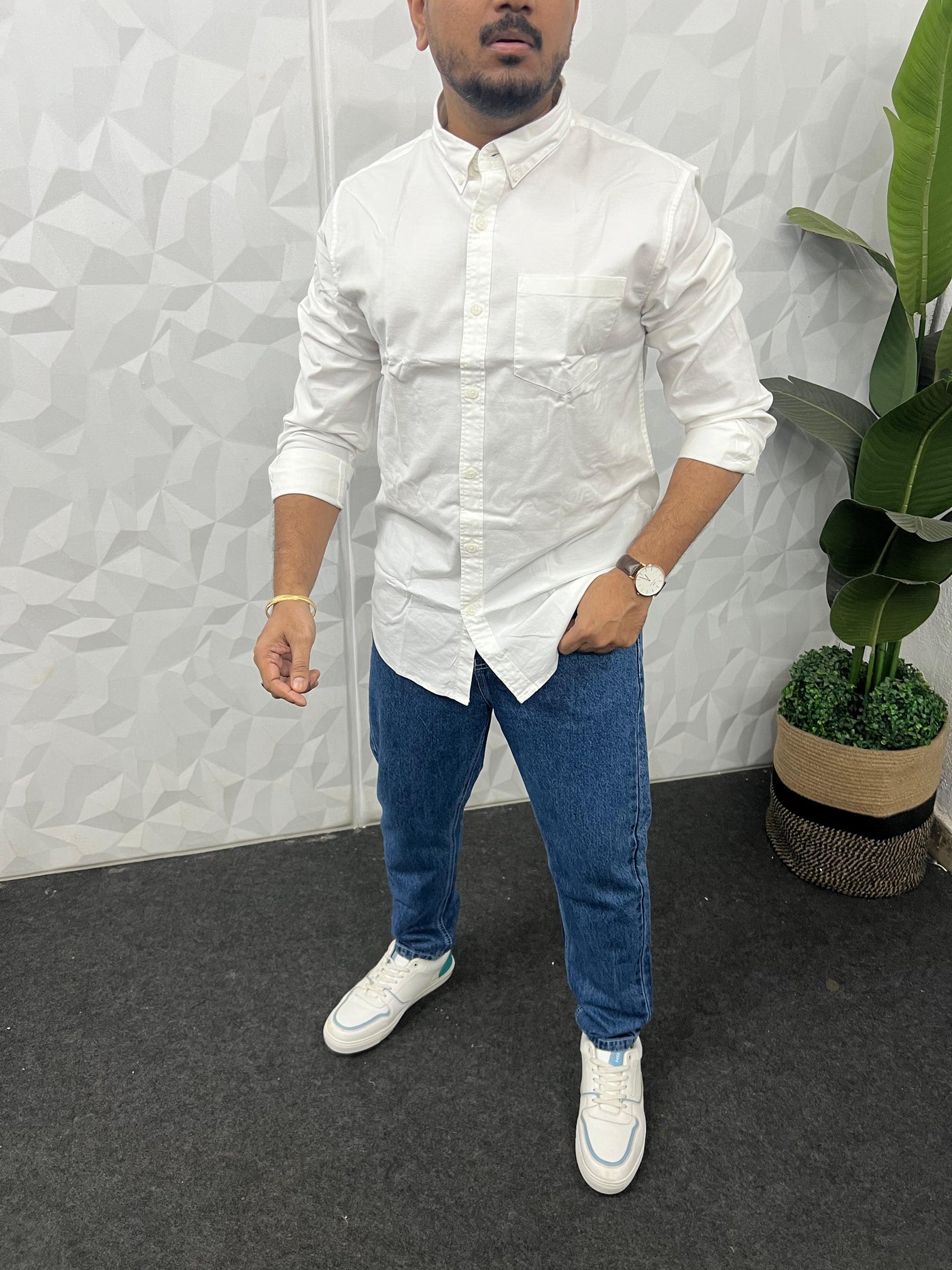 Oxford fabric plain shirt