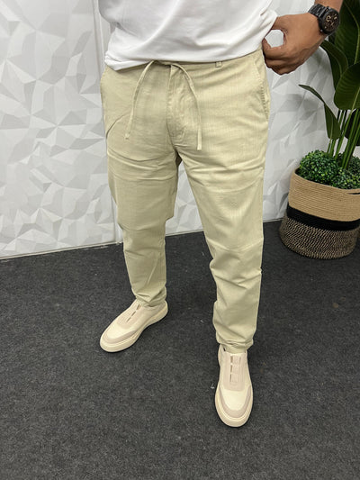 Blend linen fabric chino pant