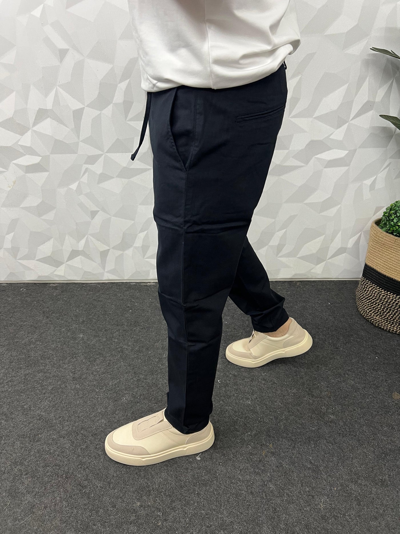 Blend linen fabric chino pant