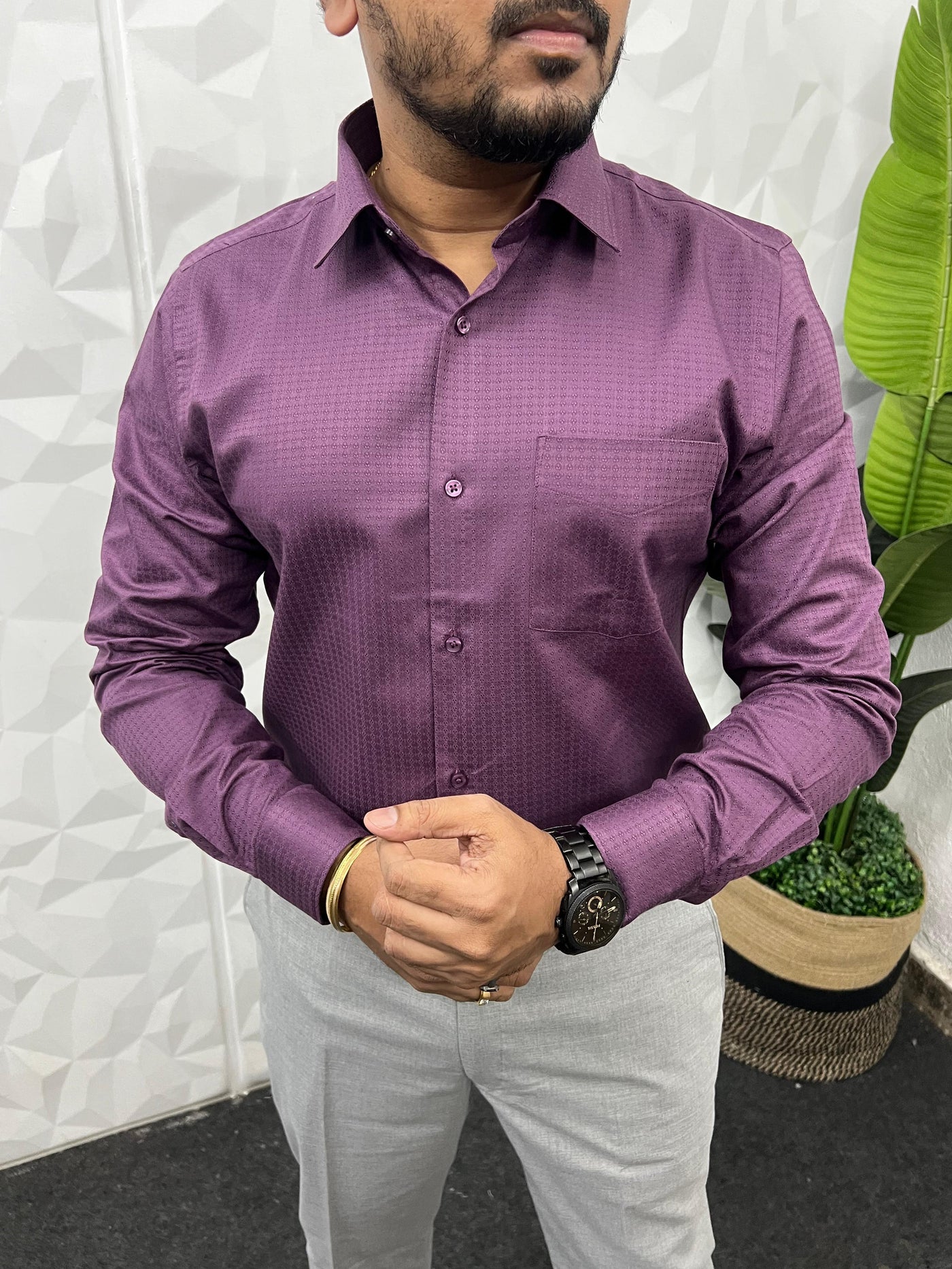 Self texture party wear shirt