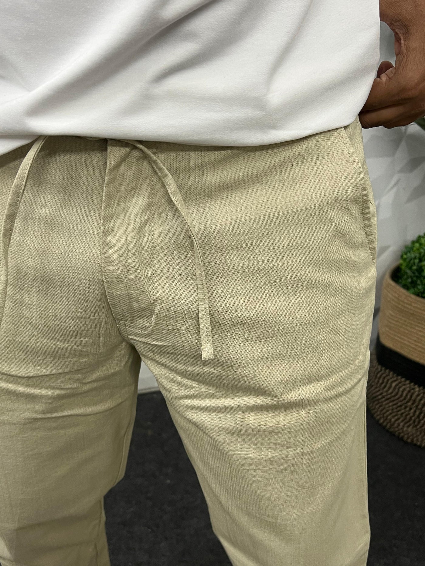 Blend linen fabric chino pant