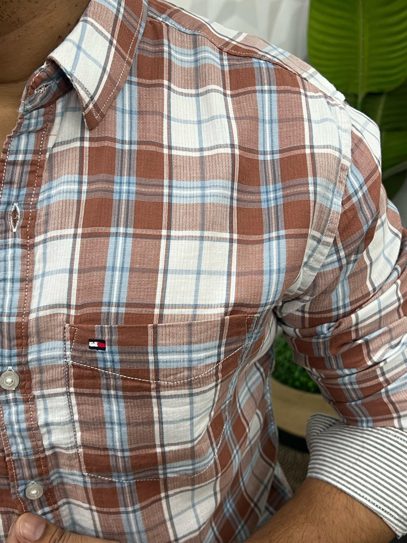 Double cloth soft cotton chex shirt