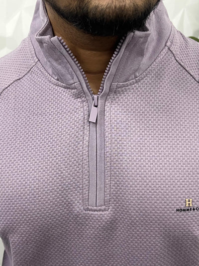 High neck popcorn fabric t-shirt