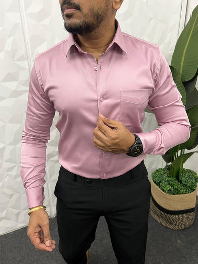 Cotton lycra plain shirt  (Light pink)