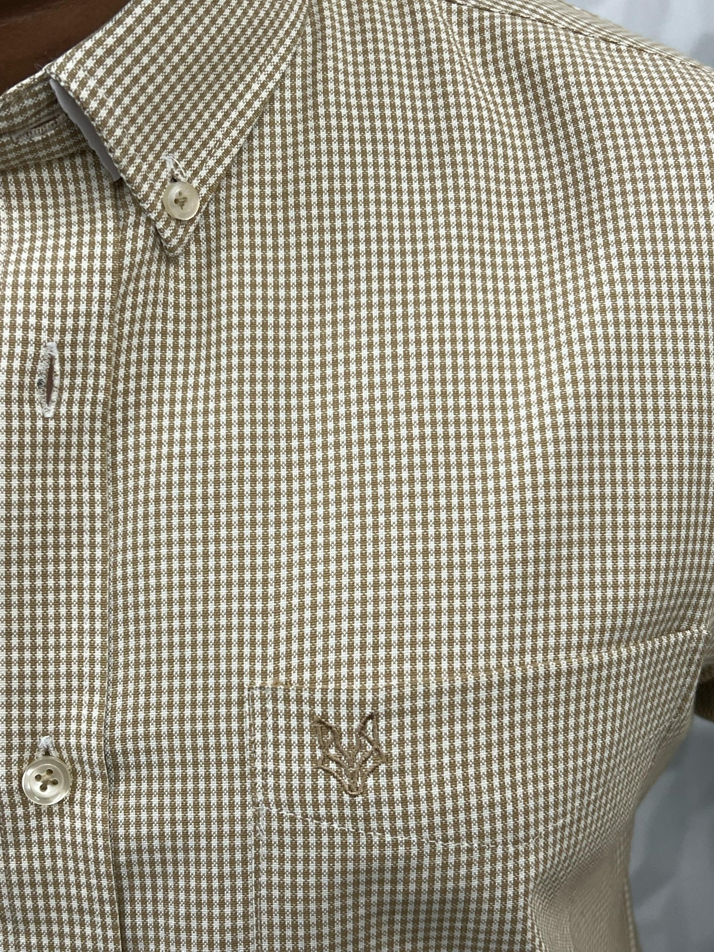 Oxford fabric formal small chex shirt