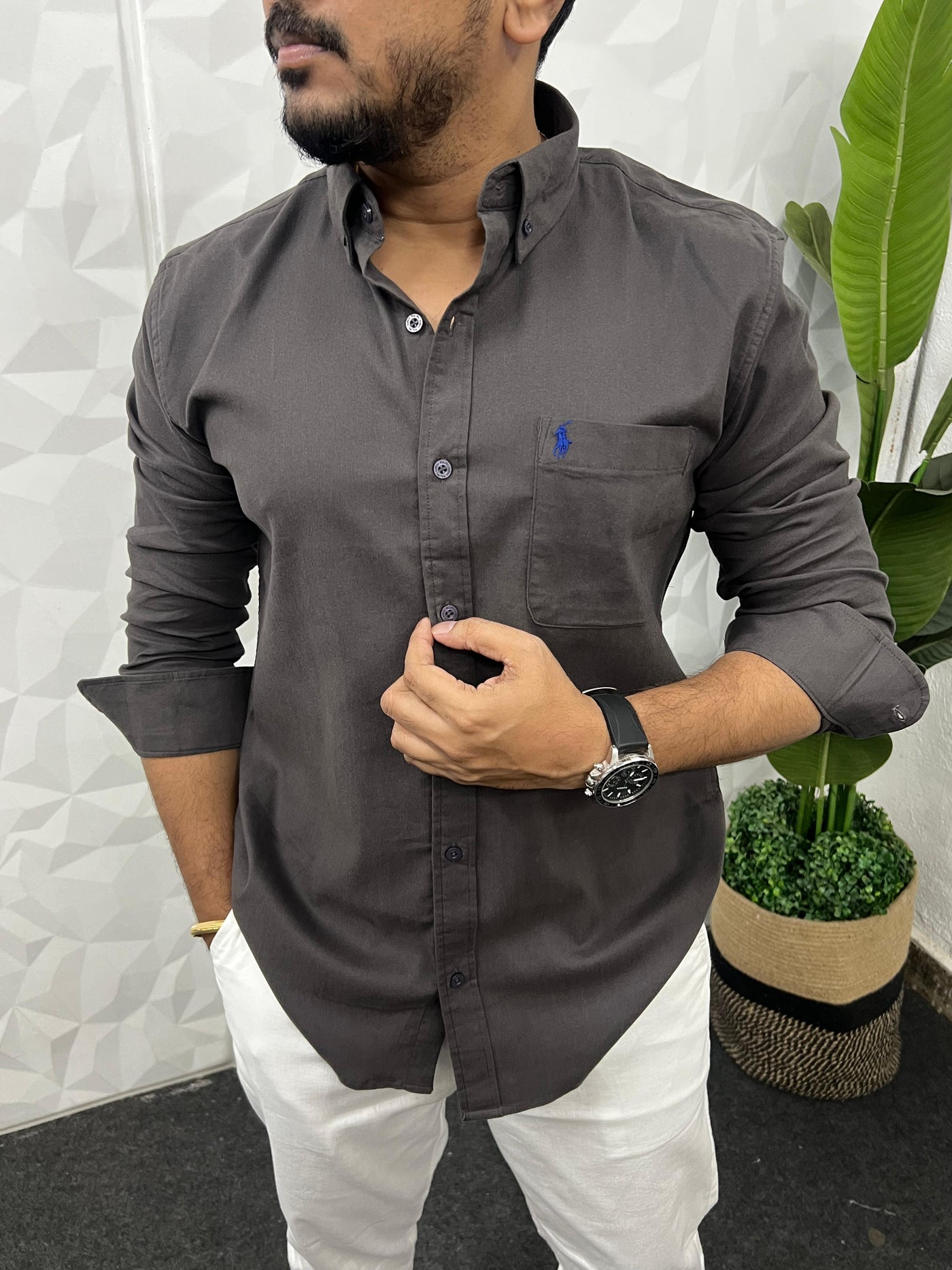 Corduroy lycra fabric shirt