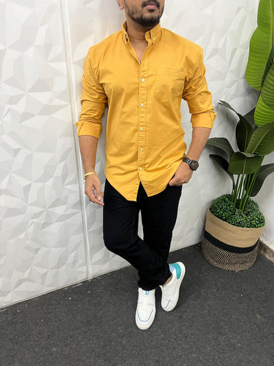 Oxford lycra solid shirt (Mustard yellow)