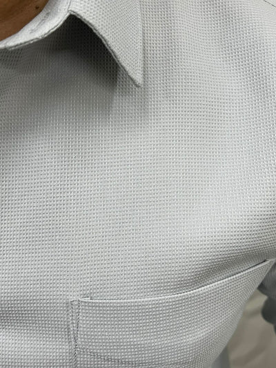 Galaxy waffle fabric plain shirt ( light grey )