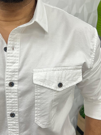 Oxford lycra cargo Shirt (White)