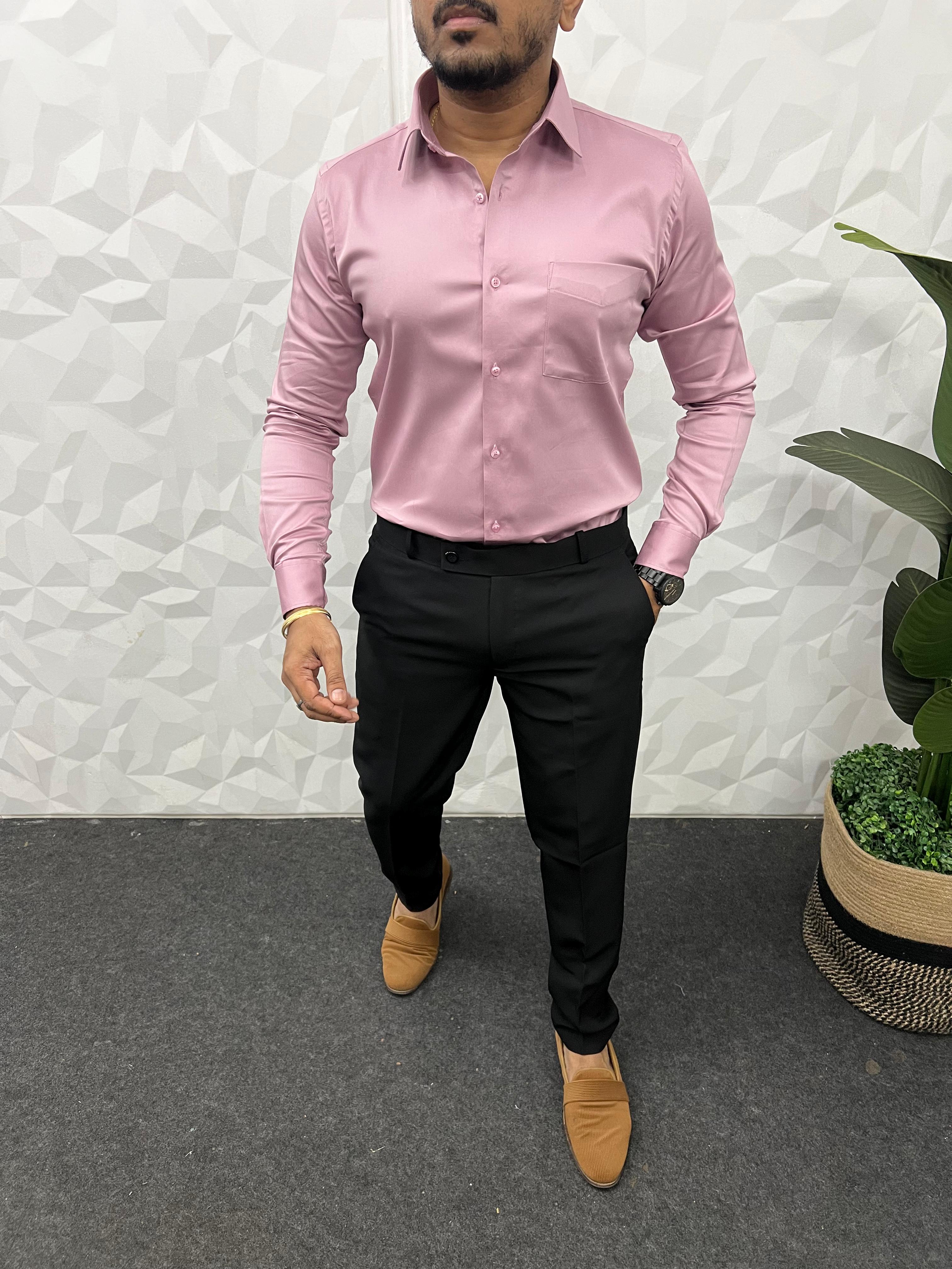 Cotton lycra plain shirt  (Light pink)