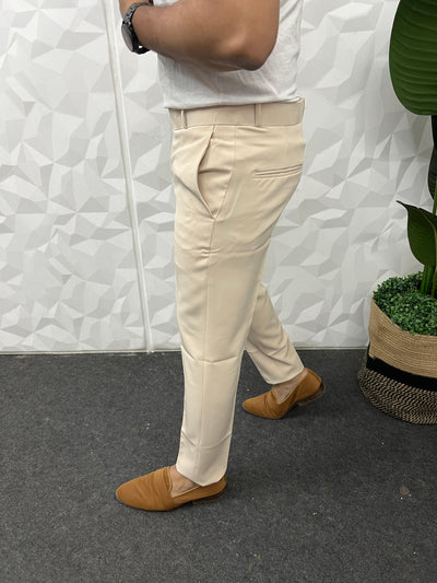 Cotton lycra fabric cream trouser