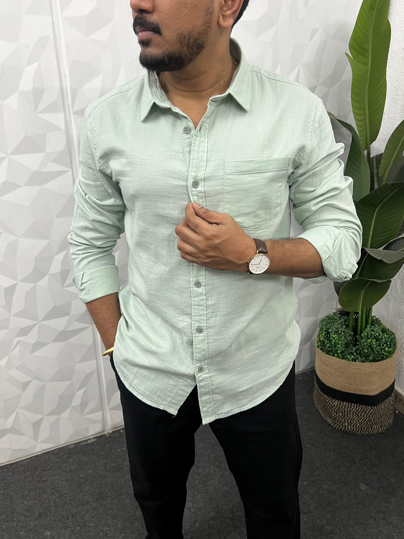 Double cloth soft linen shirt