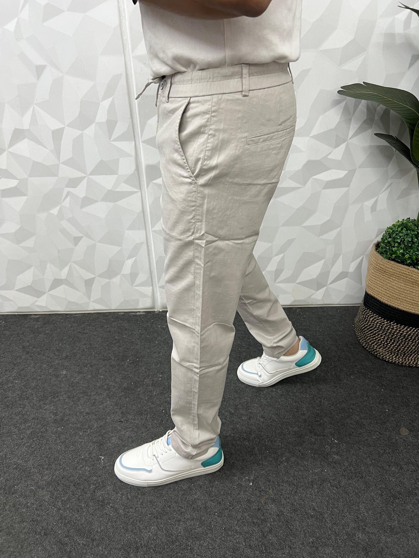 Dobby linen fabric pants