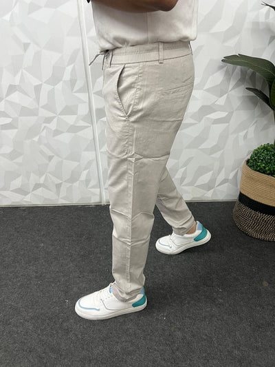 Dobby linen fabric pants