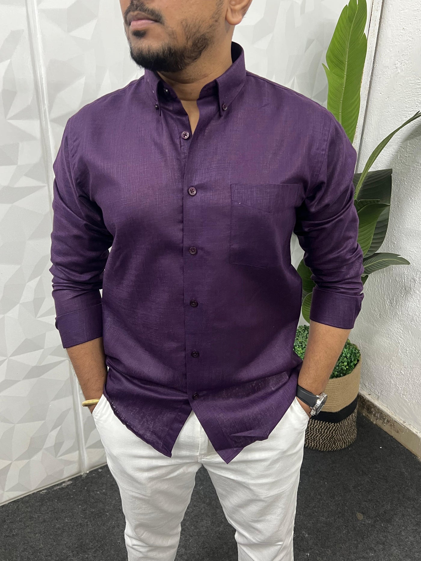 Khadi linen fabric plain shirt