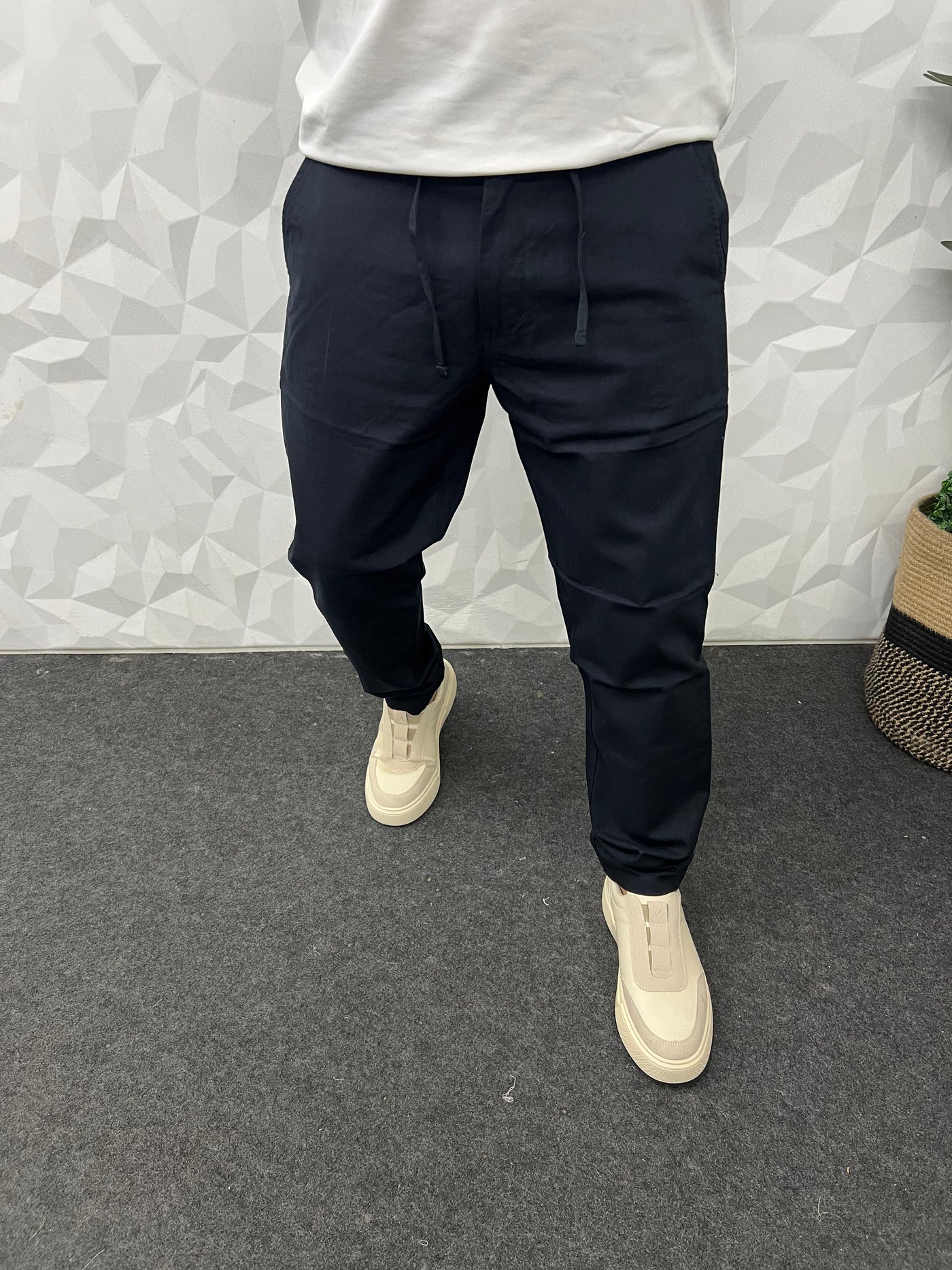 Blend linen fabric chino pant
