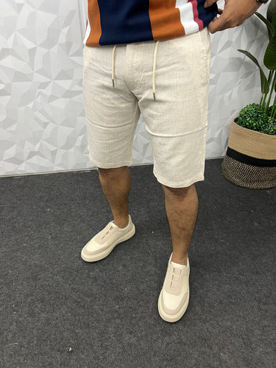 Linen fabric shorts (Beige)