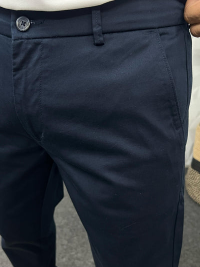Cotton soft feel ankle chinos ( navy blue )