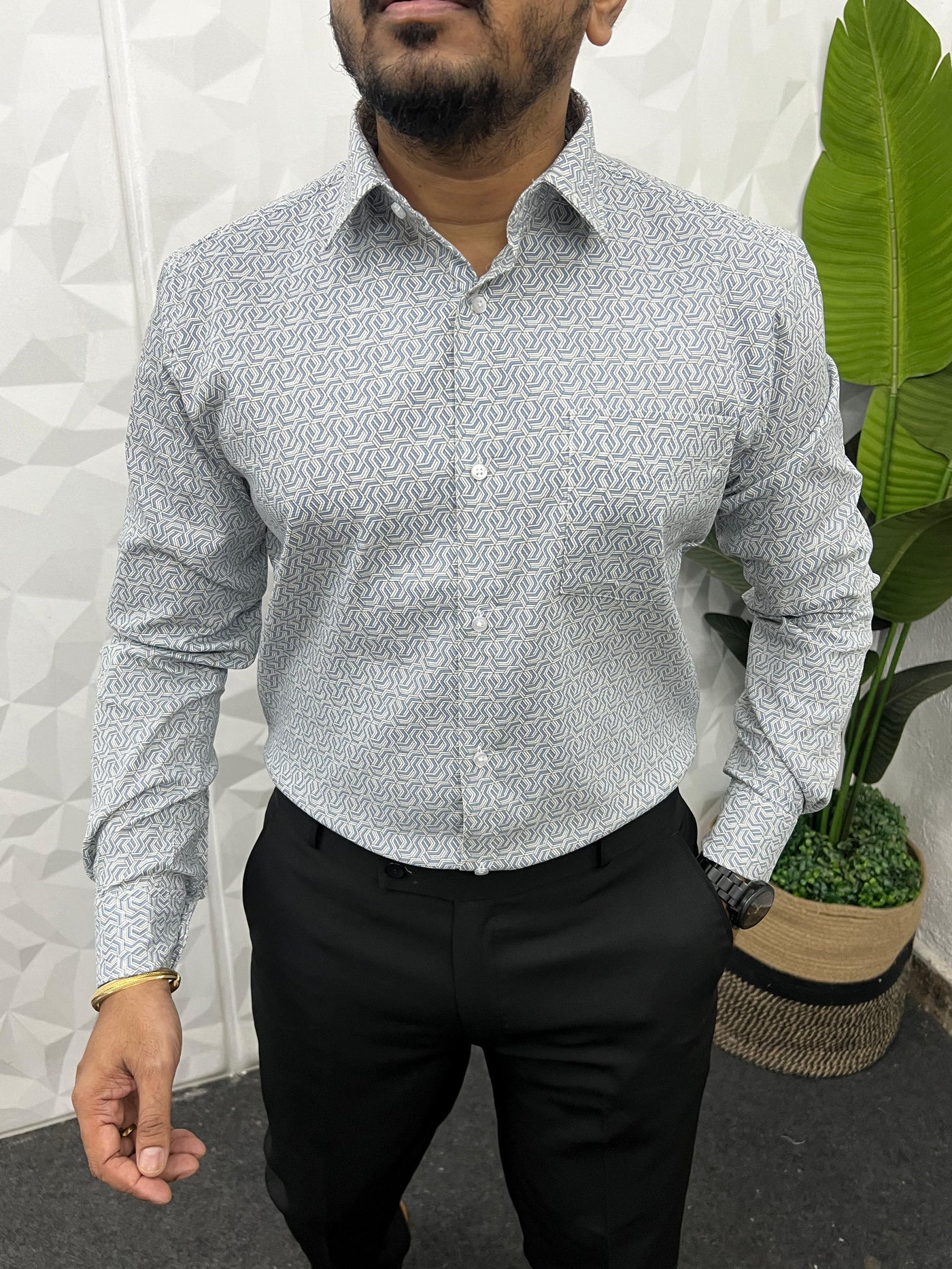 Cotton fabric formal print shirt