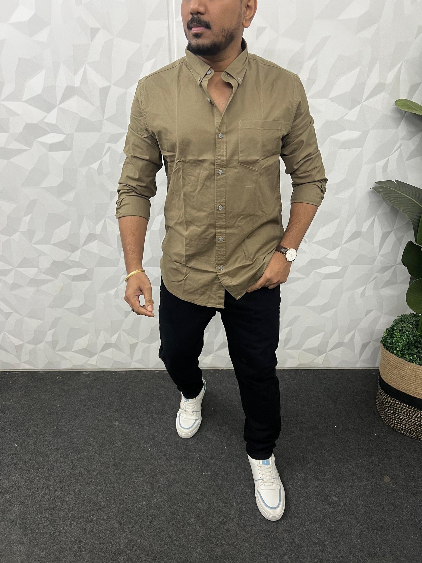 Oxford fabric plain shirt