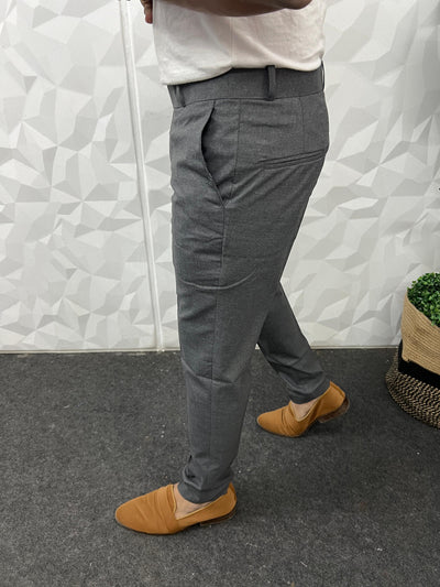 Cotton melange fabric trouser ( grey )