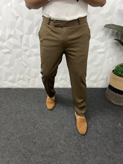 Peanut fabric ankle trouser (Dark Brown)