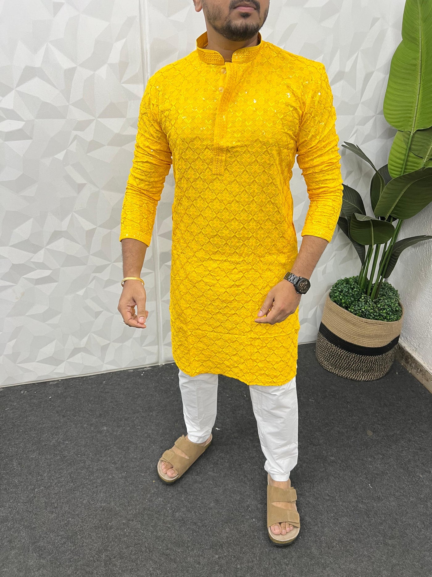 Lucknowi fabric long kurta