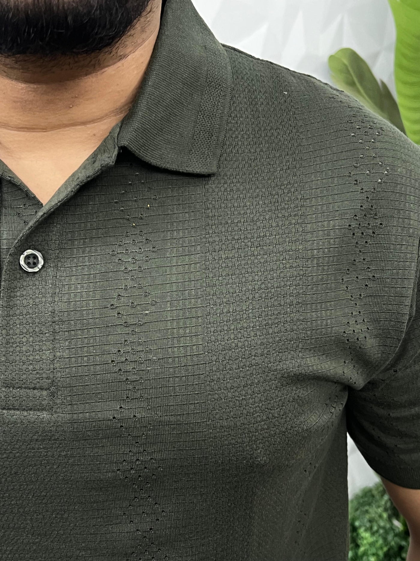 Cotton texture fabric collar t-shirt