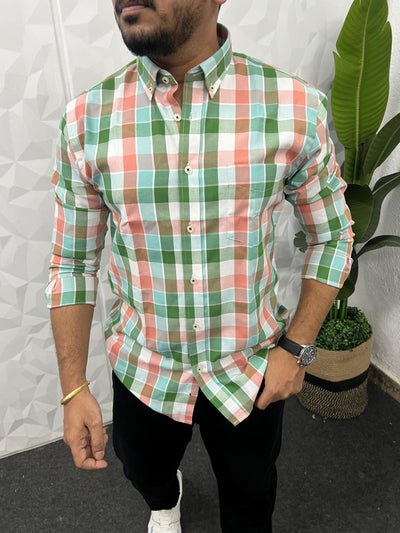 Oxford fabric yarn dyed chex shirt