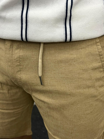 Linen fabric shorts (Khaki)