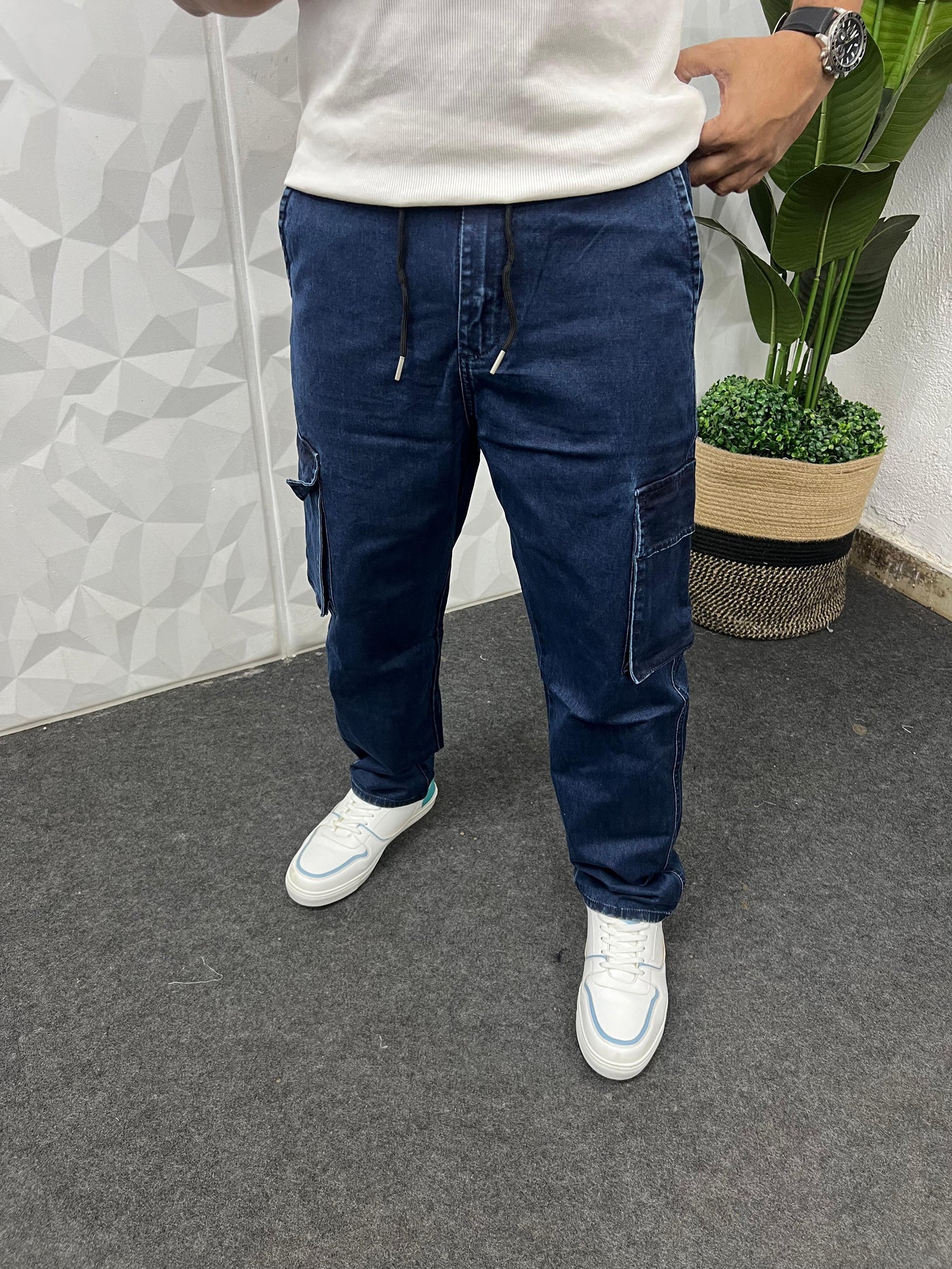 Denim fabric cargo pant
