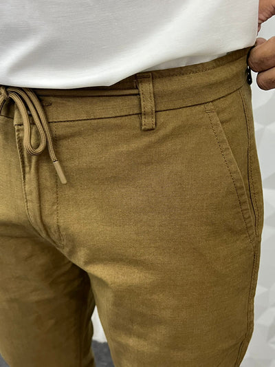 Linen fabric chino pant ( brown )