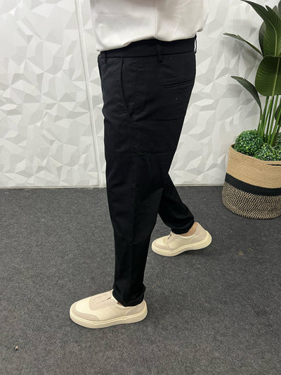 Cotton soft feel ankle chinos ( black )