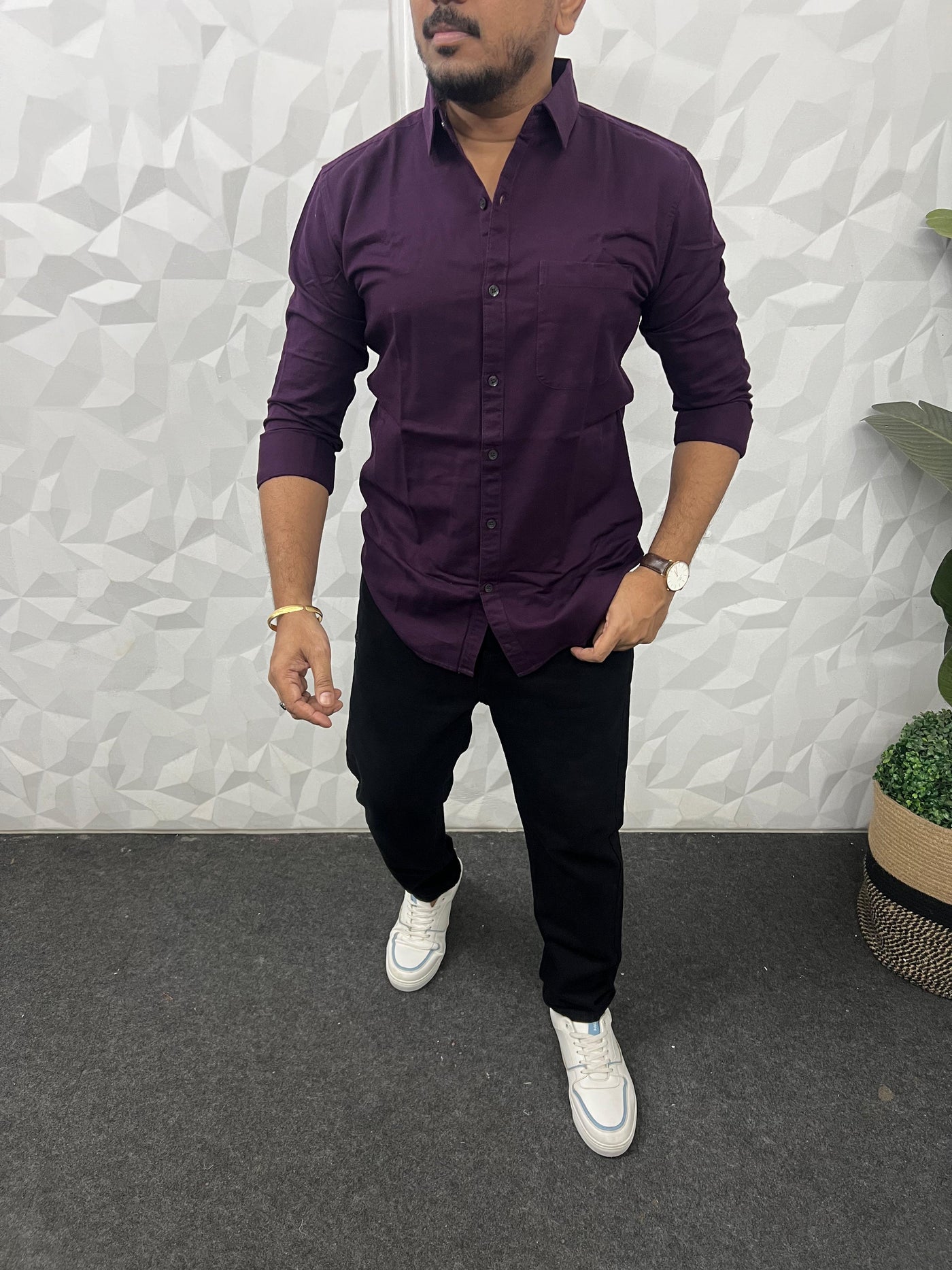 Twill fabric plain shirt