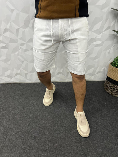 Linen fabric shorts (White)