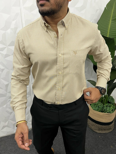 Oxford fabric formal small chex shirt