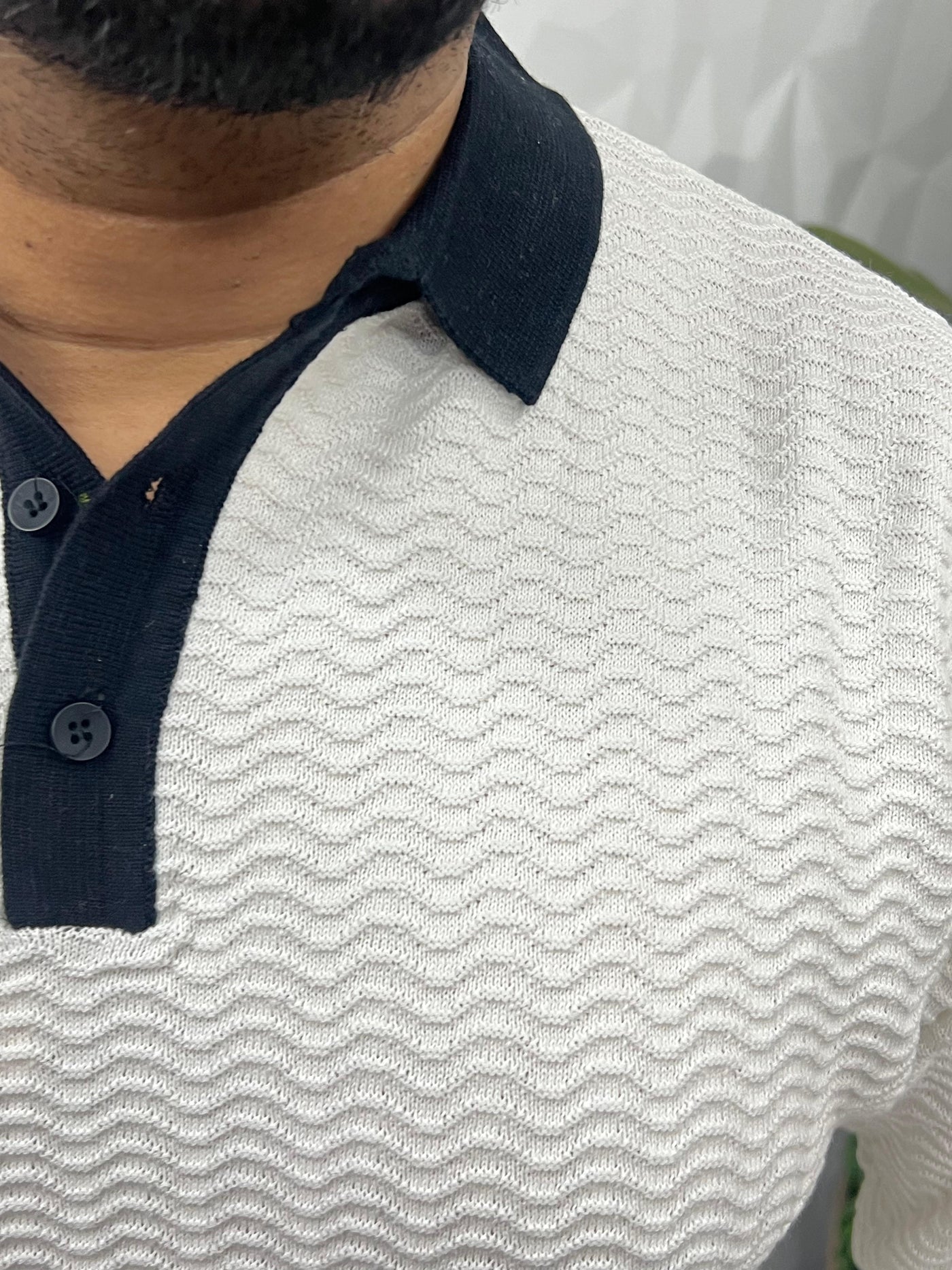 Flat knit collar full sleeve t-shirt