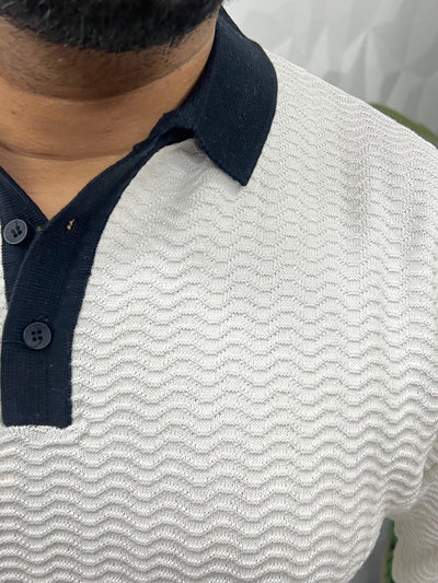 Flat knit collar full sleeve t-shirt