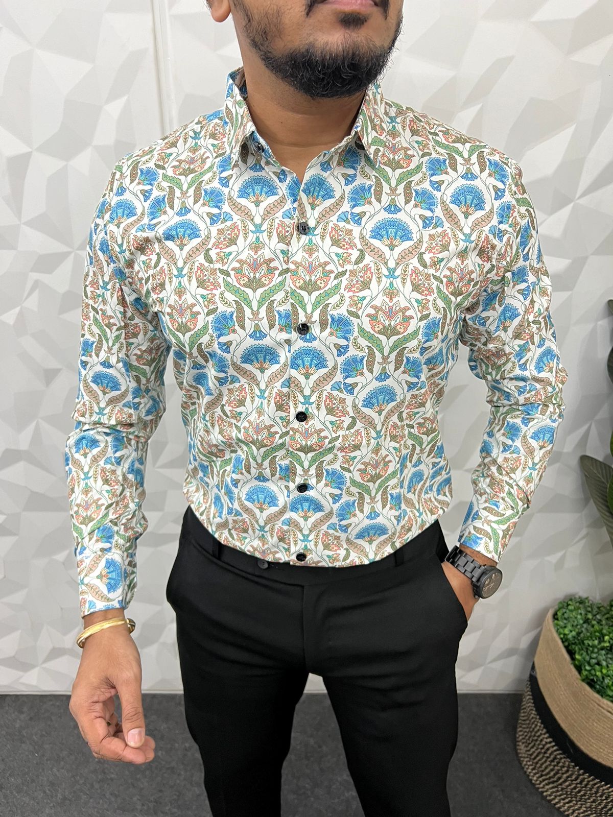 Satin fabric digital printed shirt