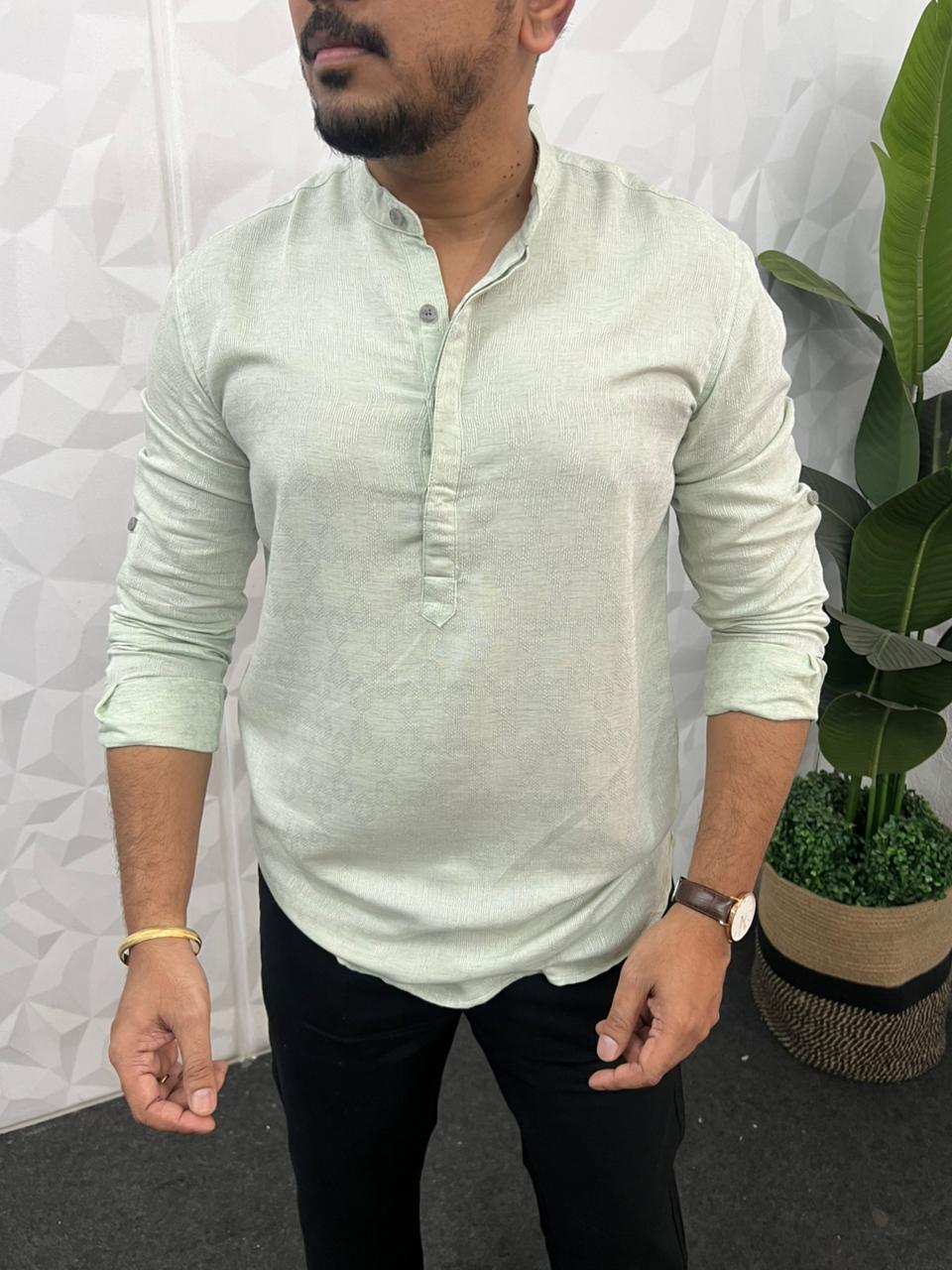 Linen texture short kurta