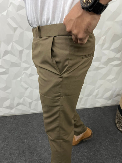 Cotton fabric waist adjustable trouser ( brown )