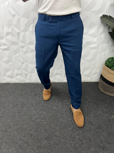 Cotton lycra fabric royal blue trouser