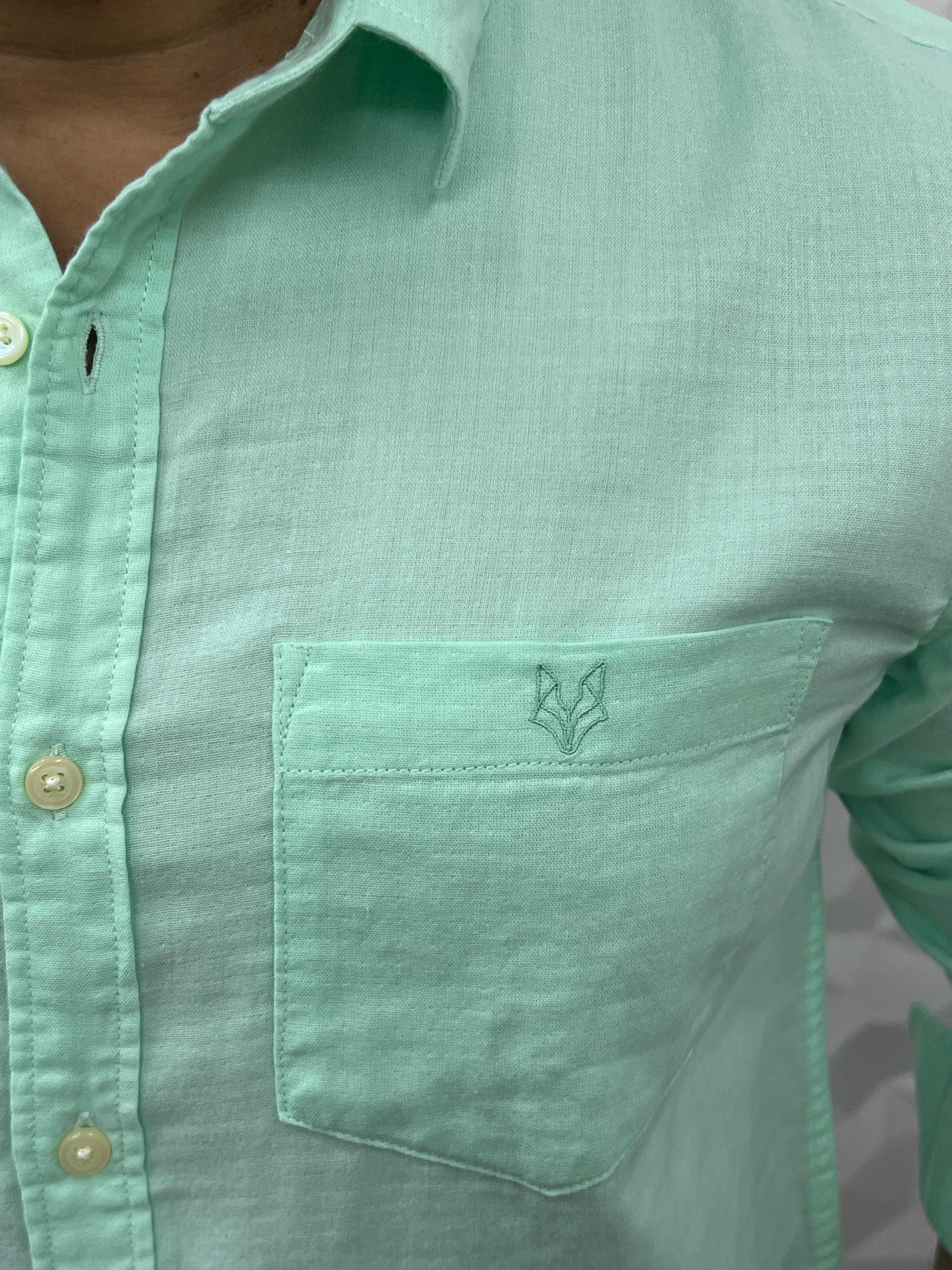 Double cloth soft linen shirt ( turquoise green )