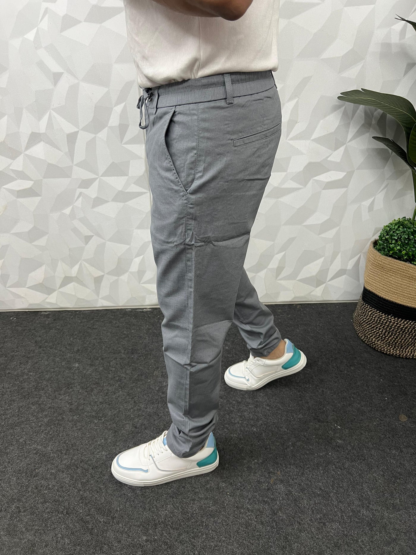 Dobby linen fabric pants