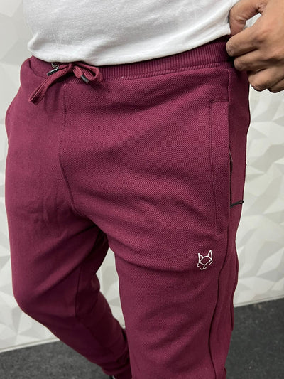 Jute fabric maroon track pant