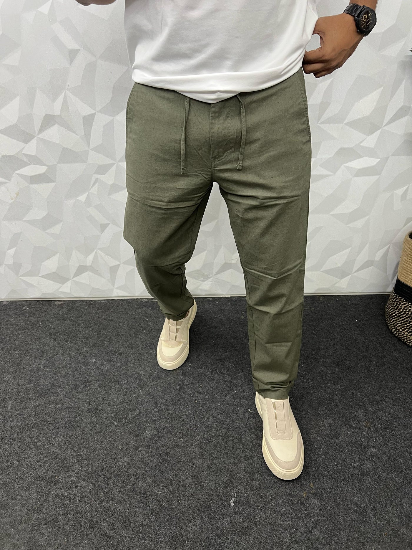 Linen fabric chino pant