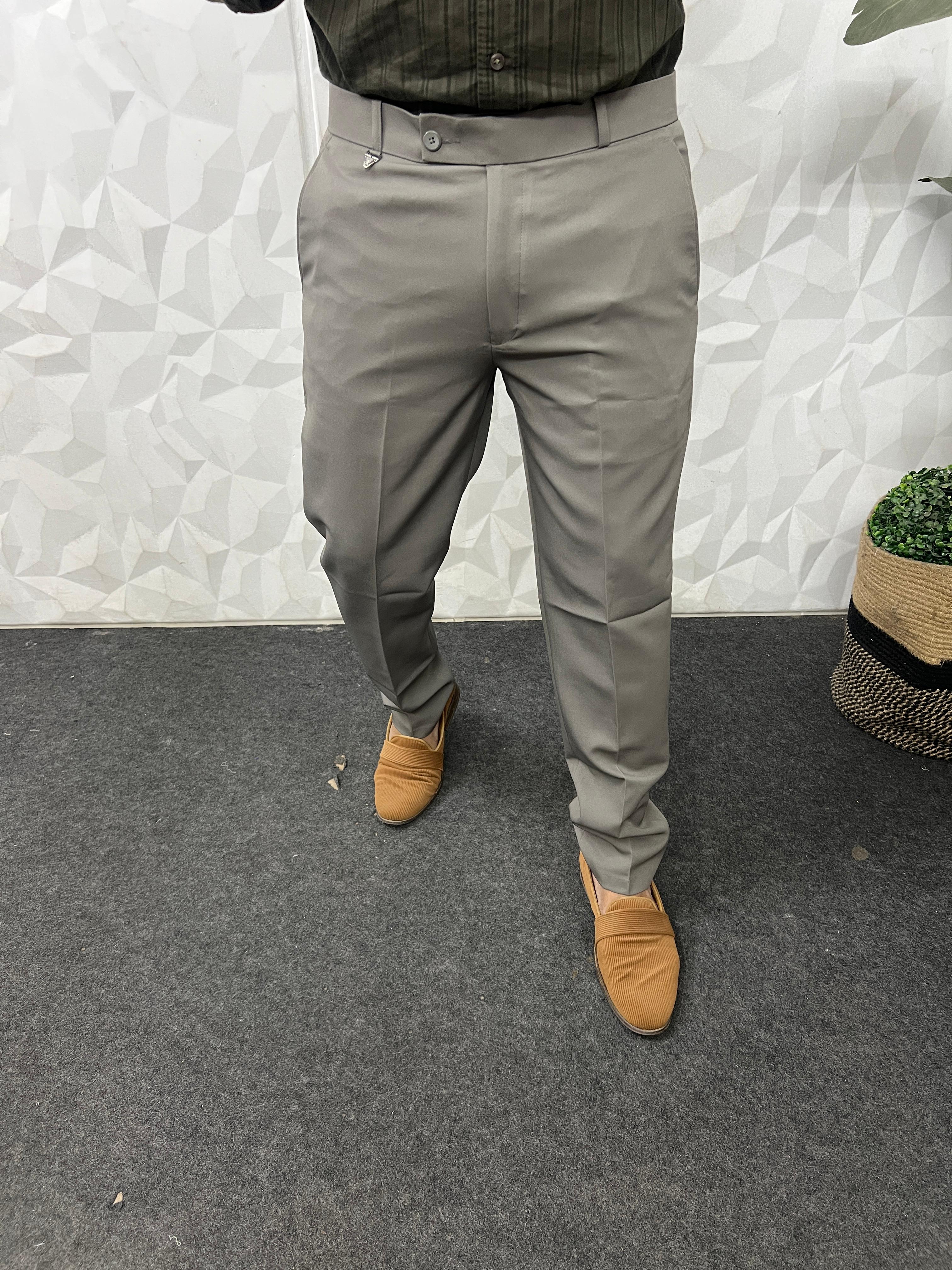 Cotton lycra cement grey trouser
