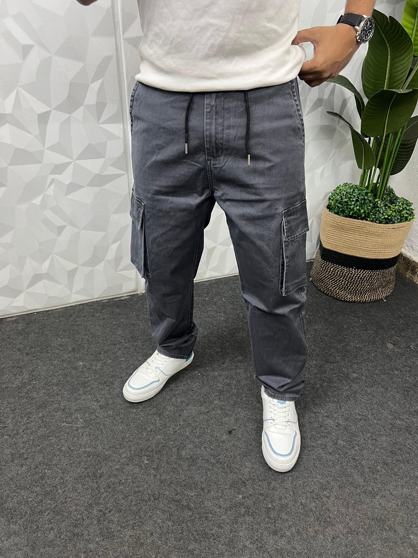 Denim fabric cargo pant