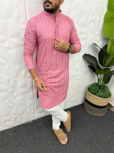 Lucknowi fabric long kurta