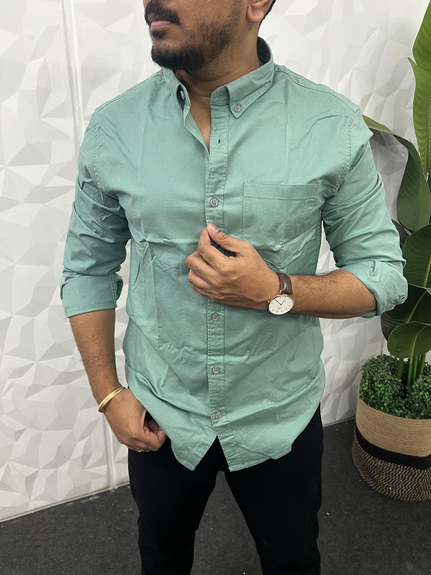 Oxford fabric plain shirt